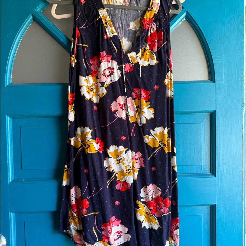 Old Navy Floral Midi Dress - Navy, Red, and Yellow